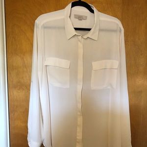 Cream LOFT Utility Blouse Size XXL